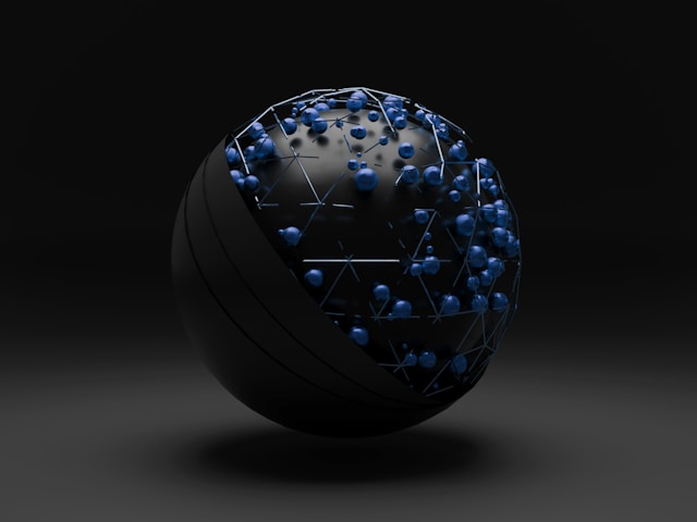 Rendering of planet earth with blue points on its surface